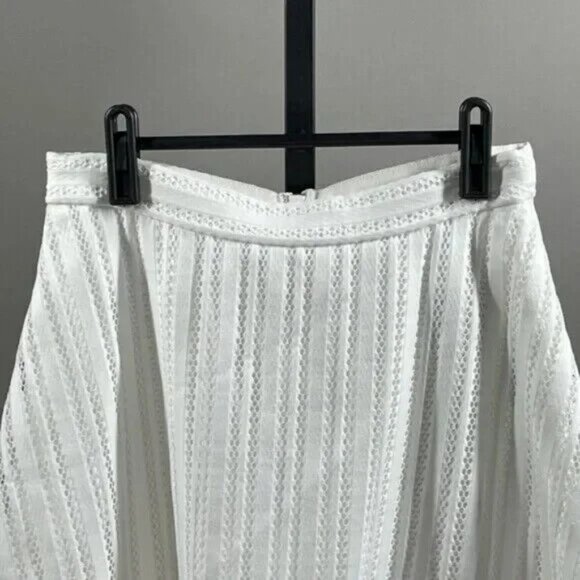 NEW J Crew Skirt Womens 4 petite white eyelet stripe preppy classic - Picture 2 of 11